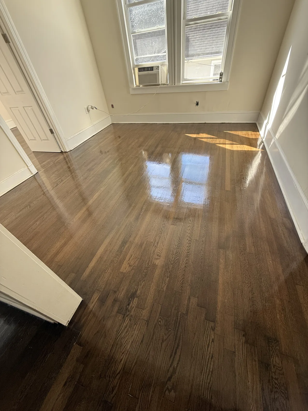 Glossy refinished oak floor