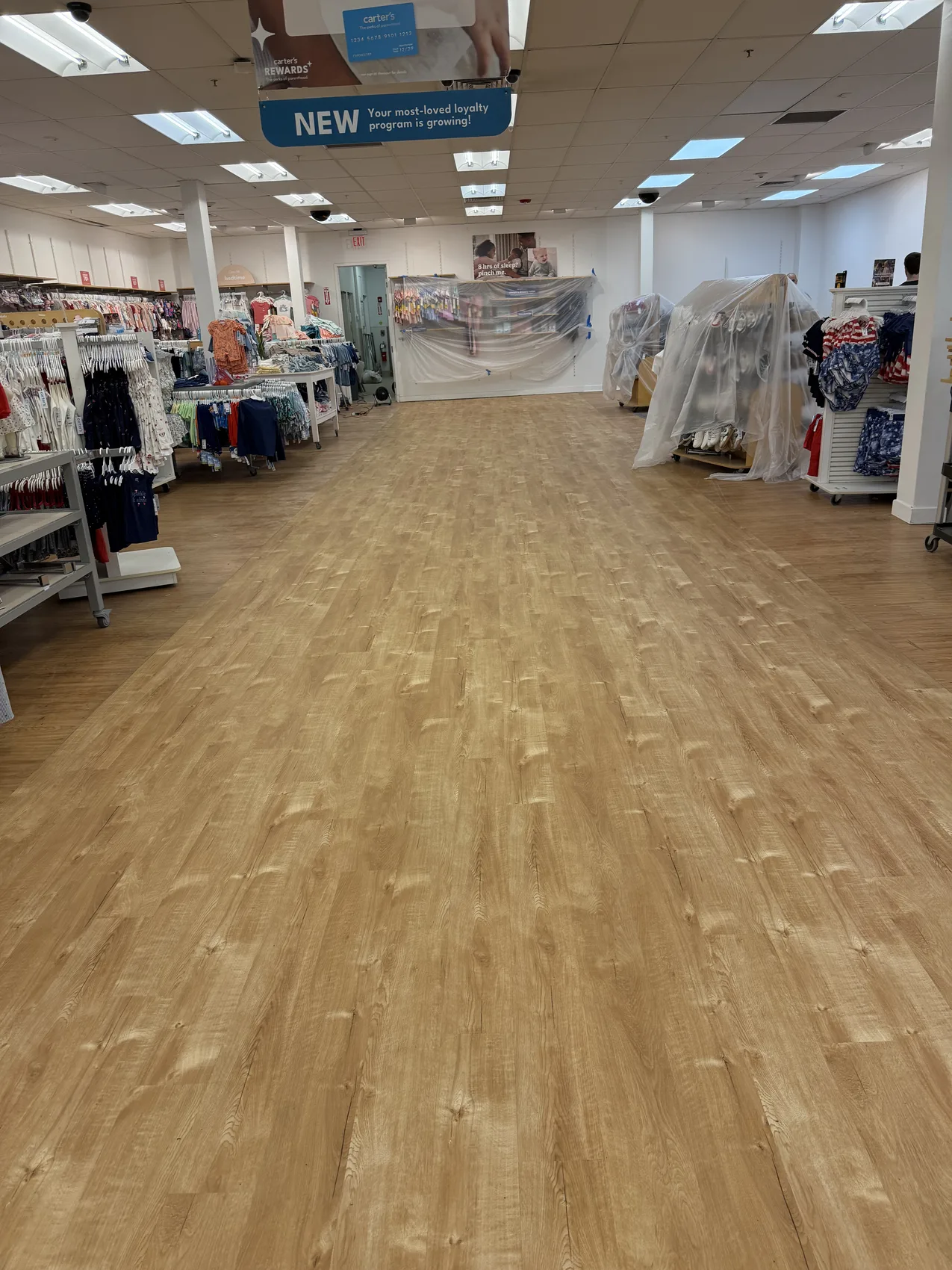 New luxury vinyl plank floor in a retail space